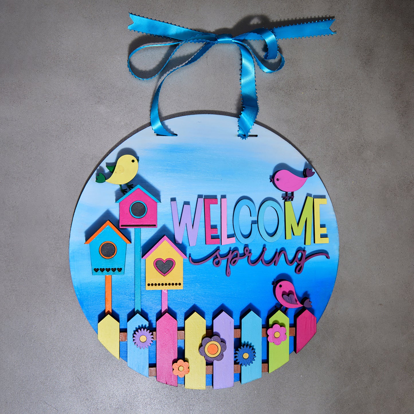 Hello Spring Door Sign (Blue)