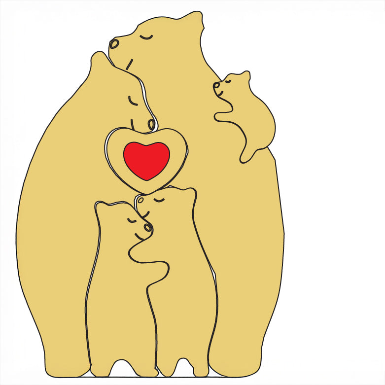 Family of Bears Figurine Set with Stand