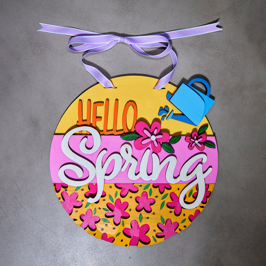Hello Spring door sign (Pink)
