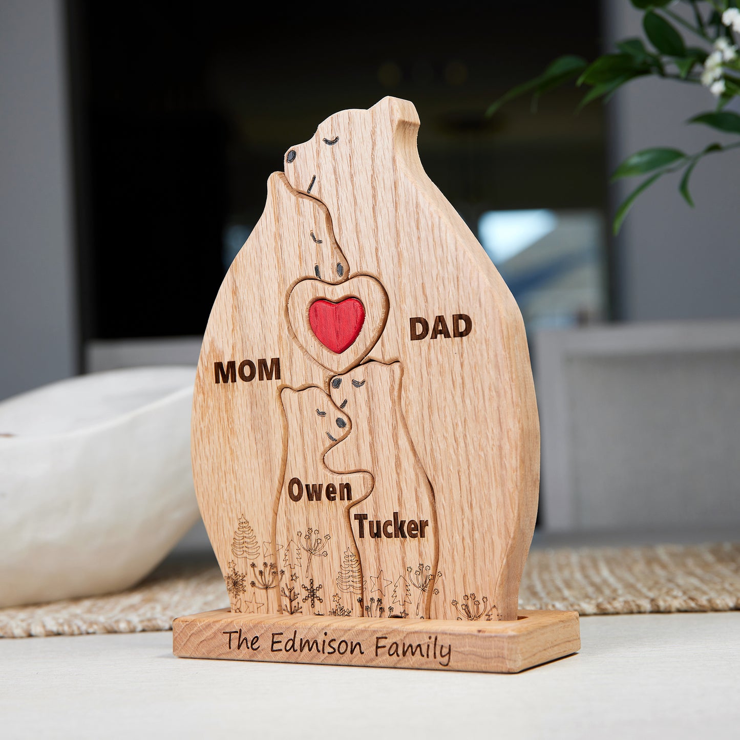 Family of Bears Figurine Set with Stand