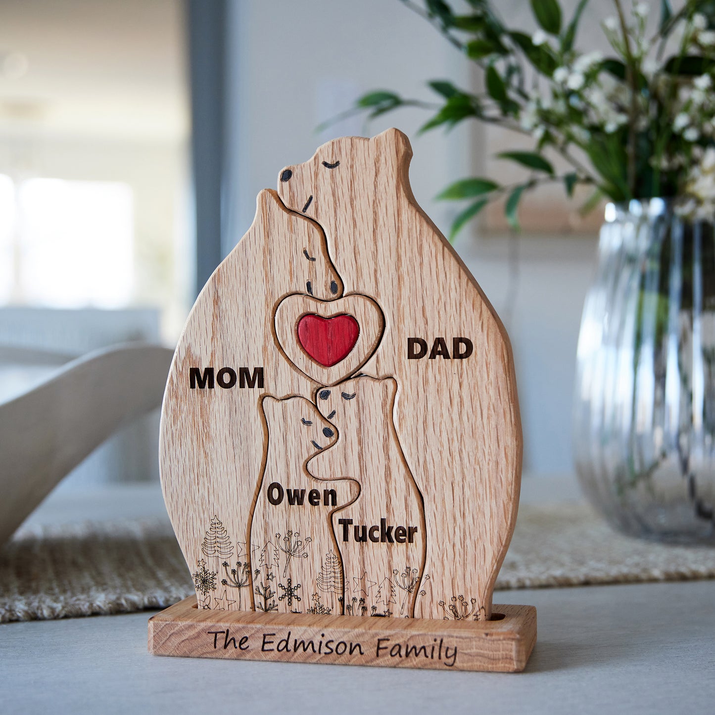 Family of Bears Figurine Set with Stand