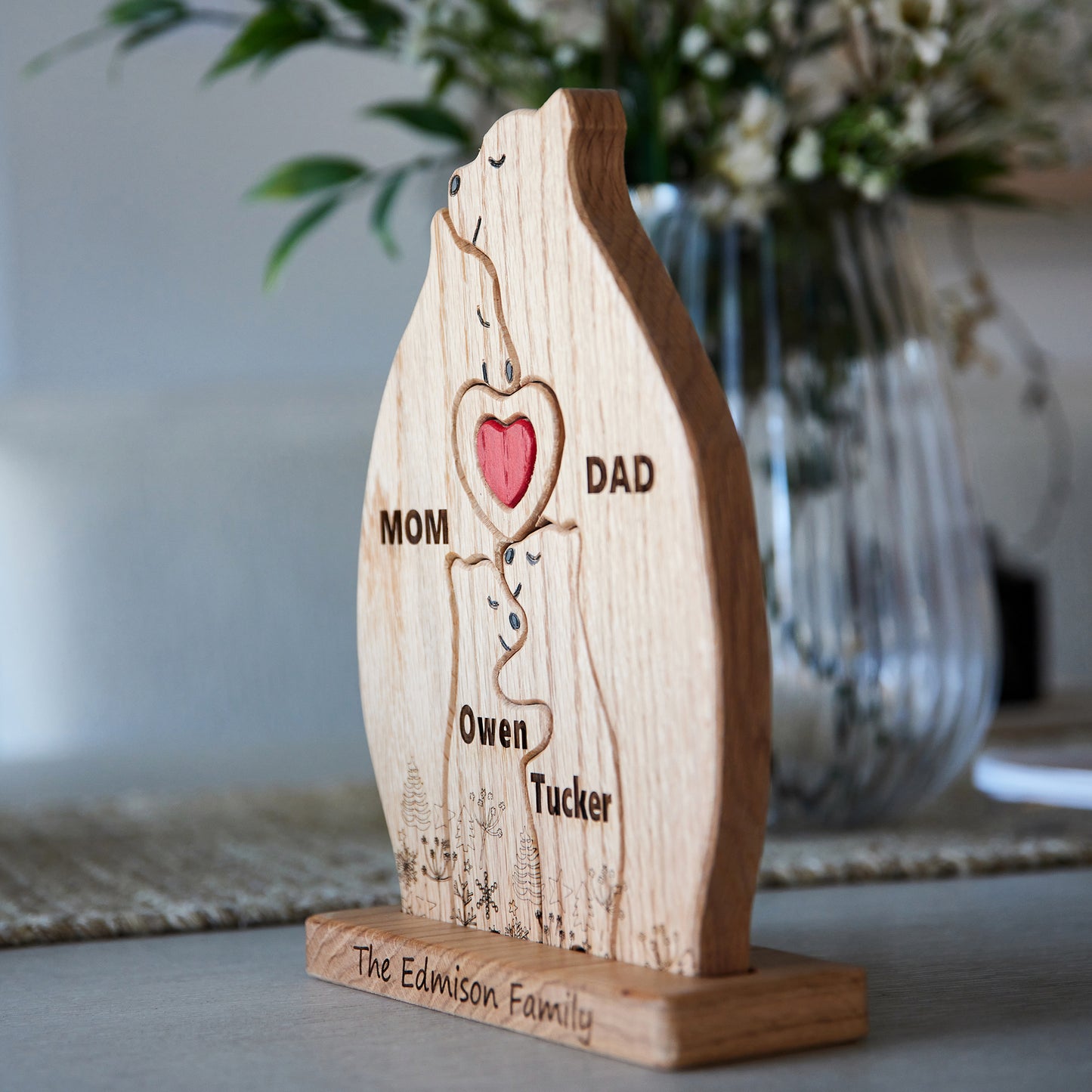 Family of Bears Figurine Set with Stand