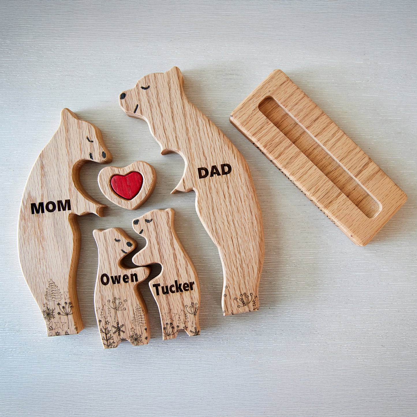 Family of Bears Figurine Set with Stand