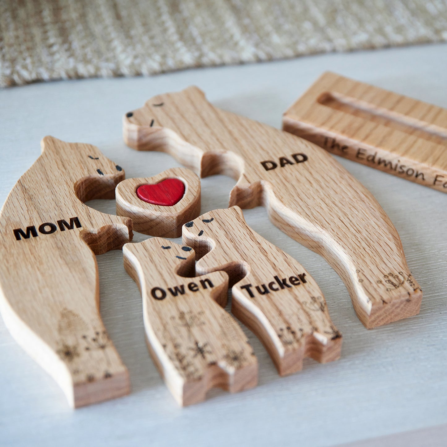 Family of Bears Figurine Set with Stand