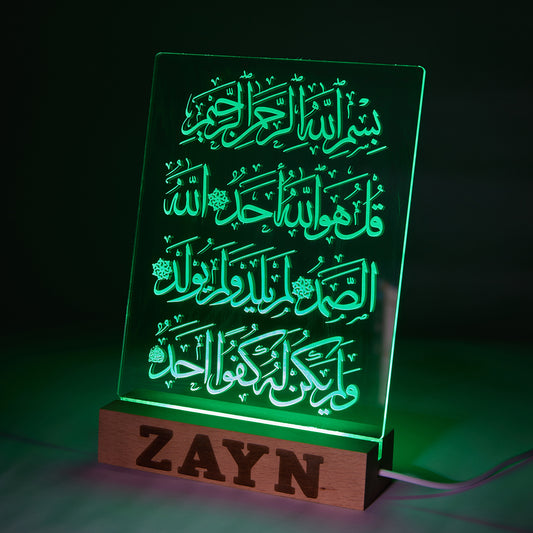 Personalized wood and acrylic led lamp