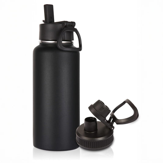 32 oz Insulated Water Bottle with Straw Lid and Spout Lid