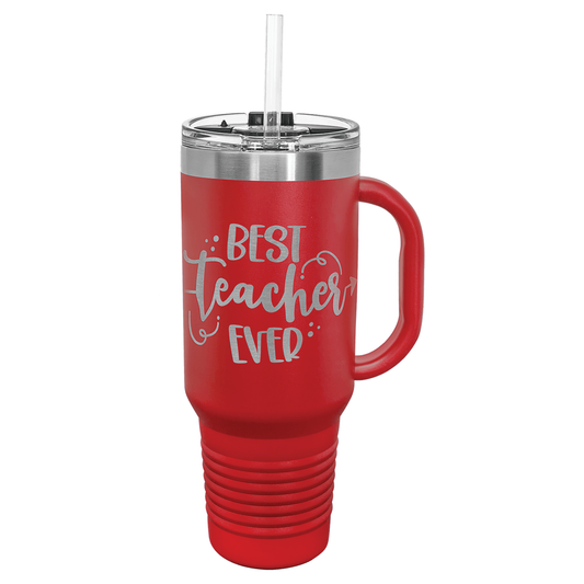 Polar Camel 40 oz. Red Travel Mug with Handle, Straw Included (16 Colors available)