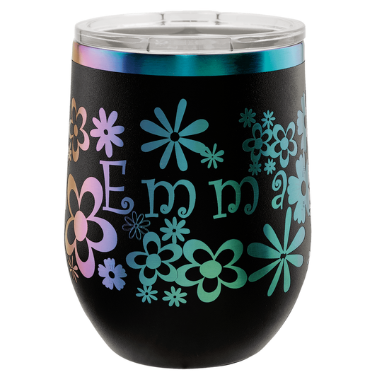 Polar Camel 12 OZ BLK/PRISM STEMLESS WINE TUMBLER