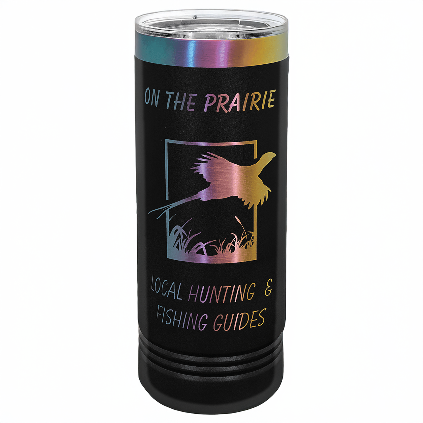 Polar Camel 22 oz. Black/Prism ION-Plated Skinny Tumbler with Slider Lid