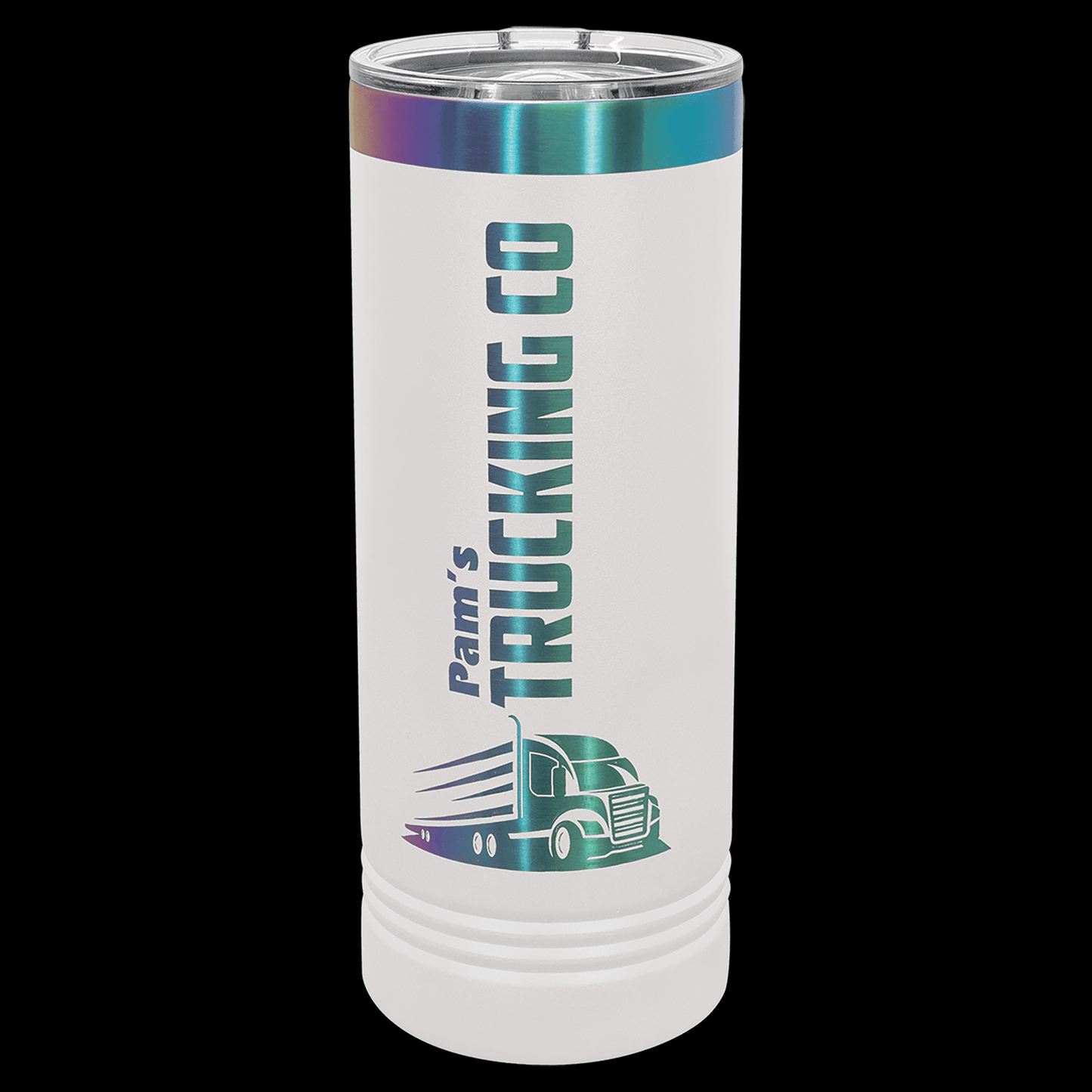 Polar Camel 22 oz. White/Prism ION-Plated Skinny Tumbler with Slider Lid