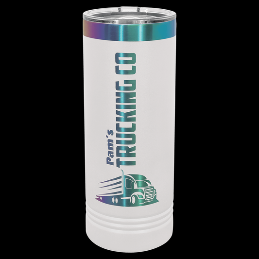 Polar Camel 22 oz. White/Prism ION-Plated Skinny Tumbler with Slider Lid