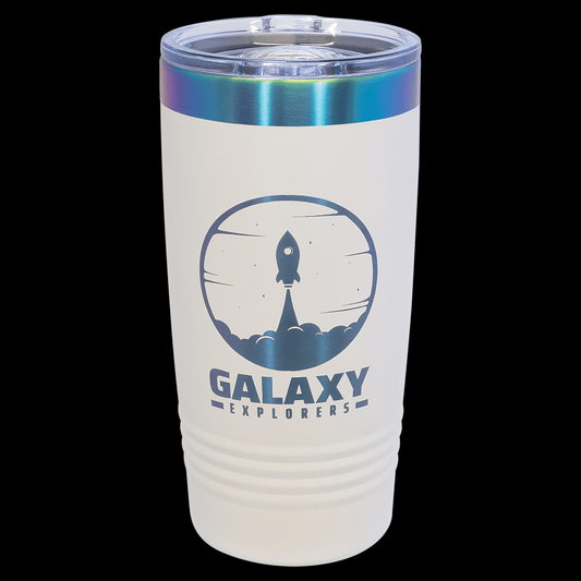 Polar Camel 20 oz. White/Prism ION-Plated Ringneck Tumbler with Slider Lid